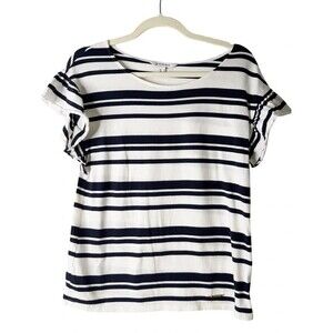 Pedro Del Hierro Women’s Navy & White Striped Top Size Small Nautical Trendy
